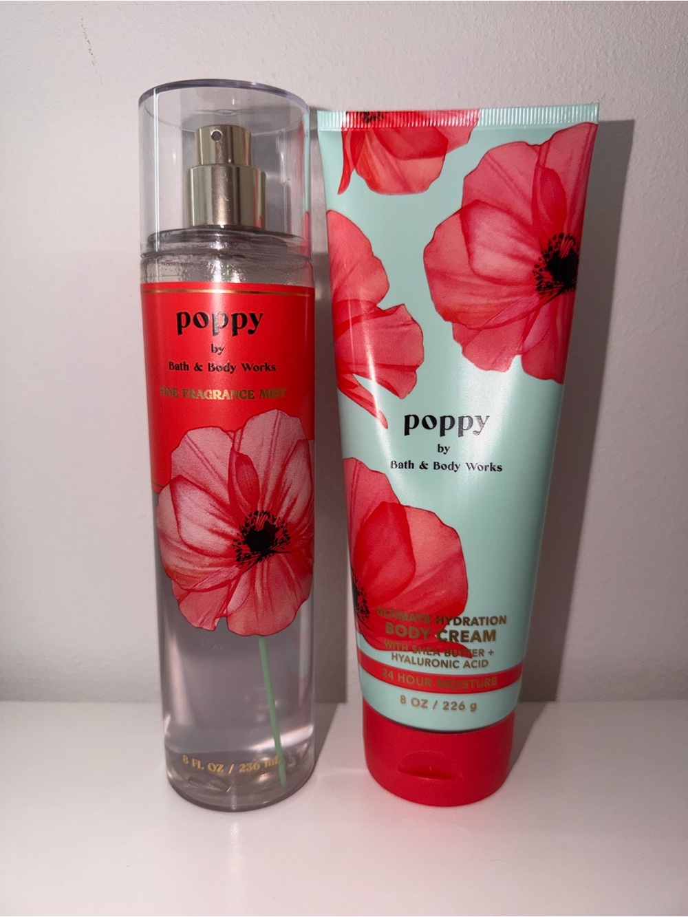 Poppy by Bath & Body Works - Red Floral Fragrance Mist & Body Cream Set